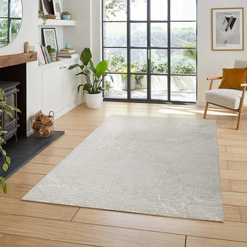 Perla Molten PER02 Modern Abstract Distressed Metallic Shimmer Soft Textured Polyblend Short Pile Ivory/Oatmeal Beige/Champagne/Stone Taupe/Soft Sand Rug-Desire Rugs-Rug Love - The Most Loved Rug Store